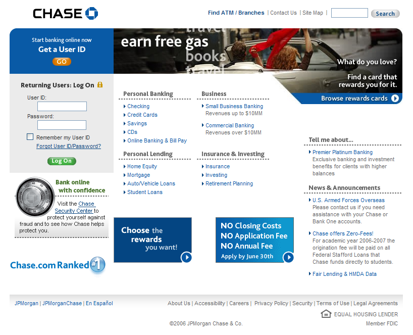 Chase account overview interface