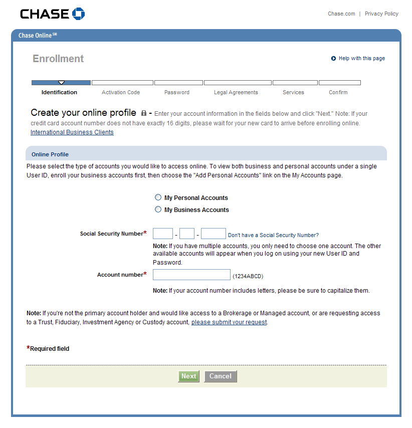 Chase migration and authentication flow detail