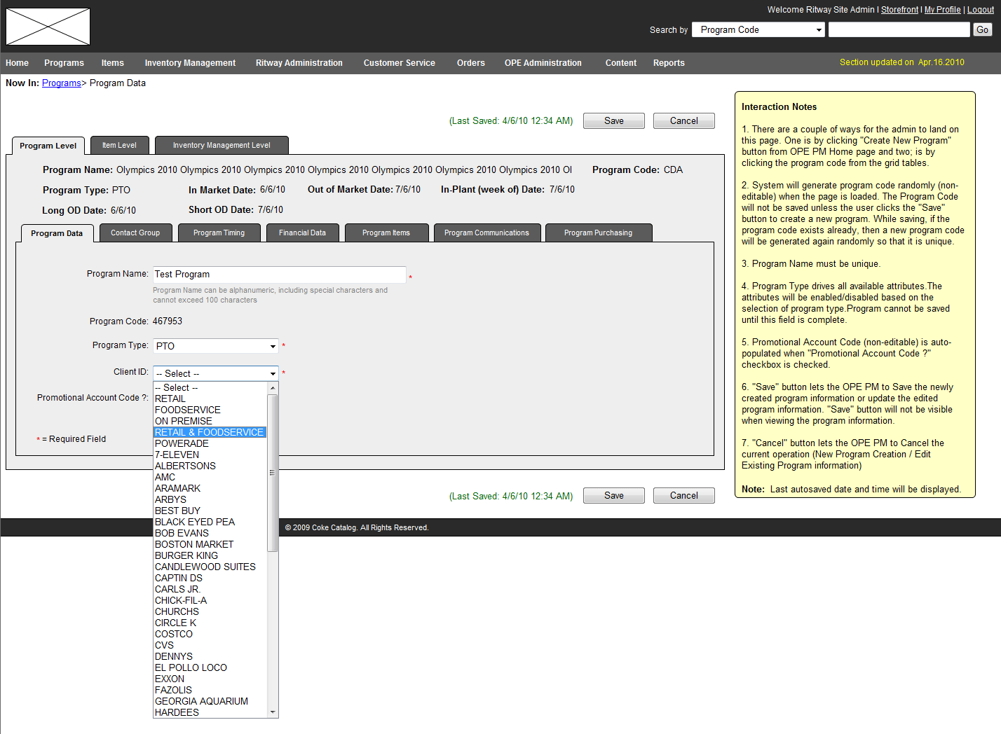 CokeCatalog program data workflow