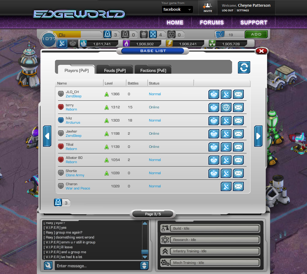Edgeworld alliance and player list flow