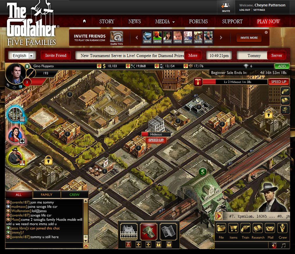 The Godfather Five Families opening base screen