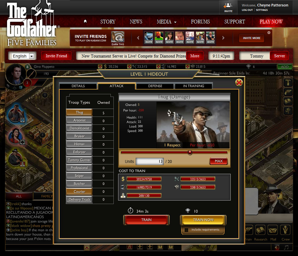 The Godfather Five Families troop management flow