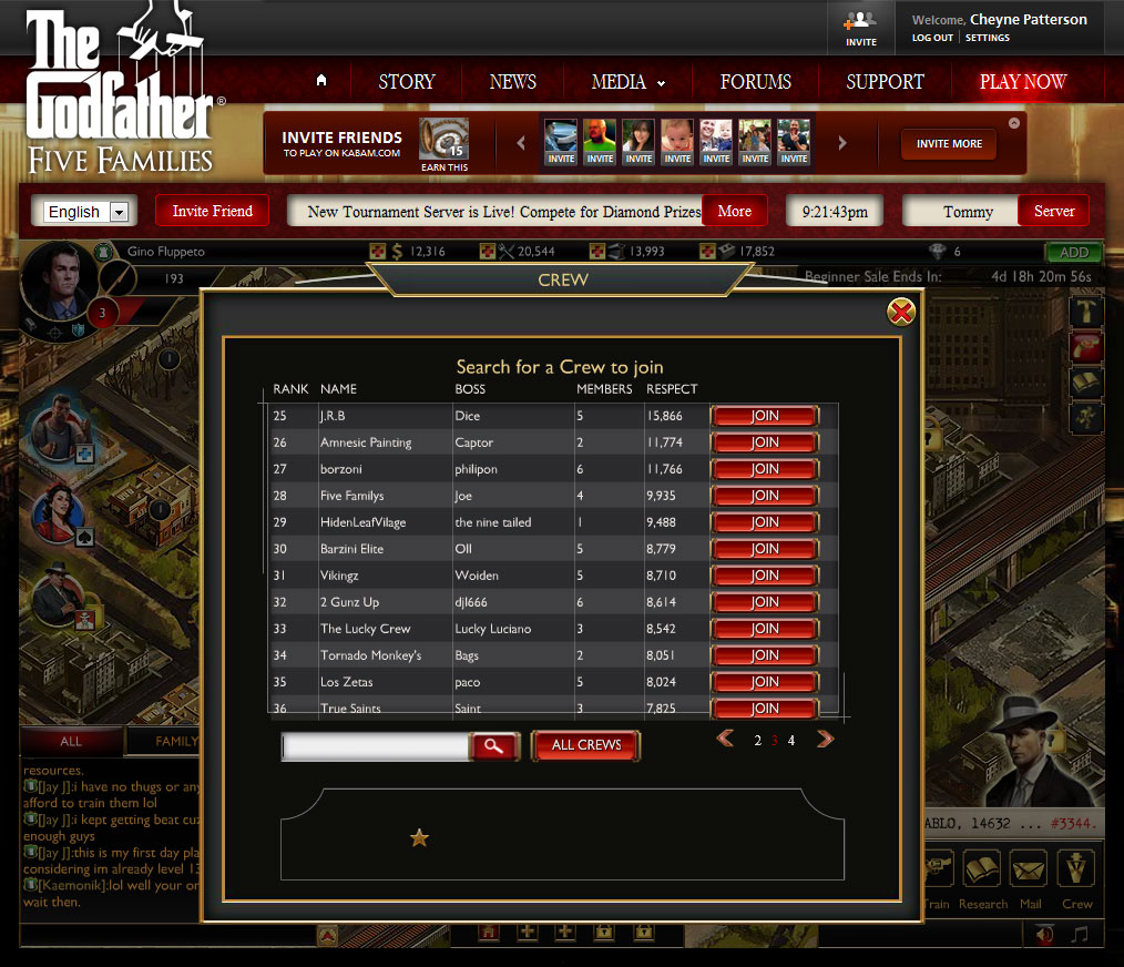 The Godfather Five Families crew discovery flow